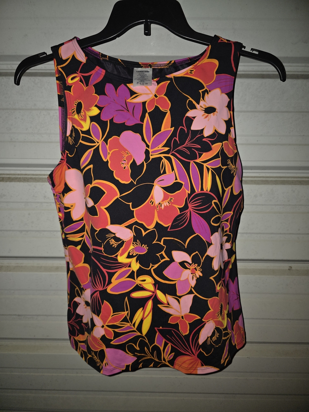 Size 14 D Cup Lands End Tankini Swimsuit Swim Top Colorful Bold Purple Pink